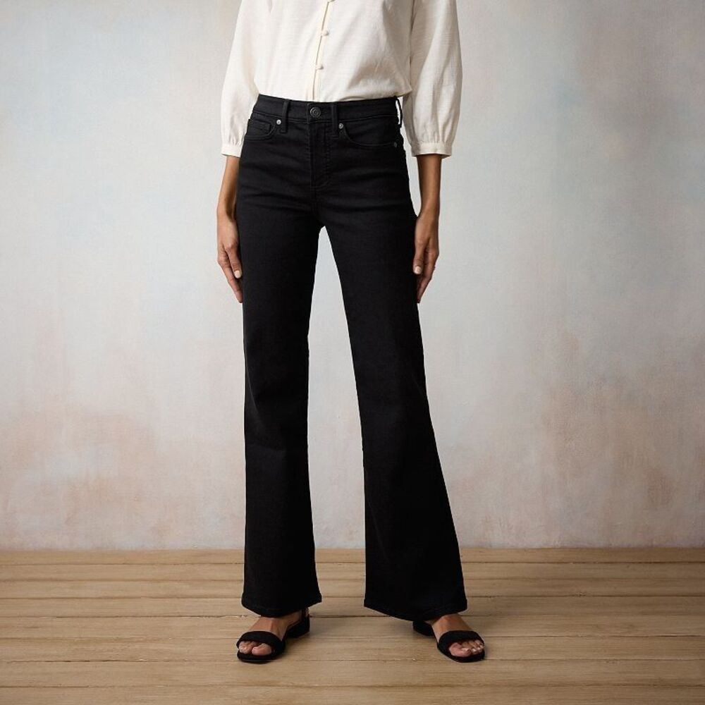 LC Lauren Conrad Flared Leg Jeans Womens 16 Black Super High Rise Stretch NEW
